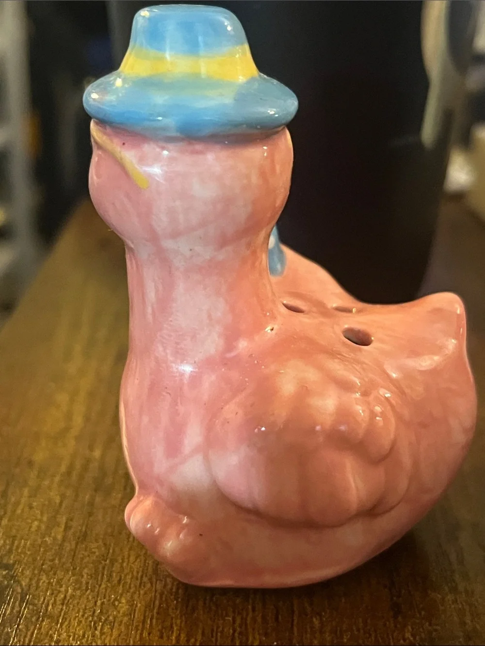 Pink Flamingo Ceramic Salt and Pepper Shaker Set with Blue Hats 282